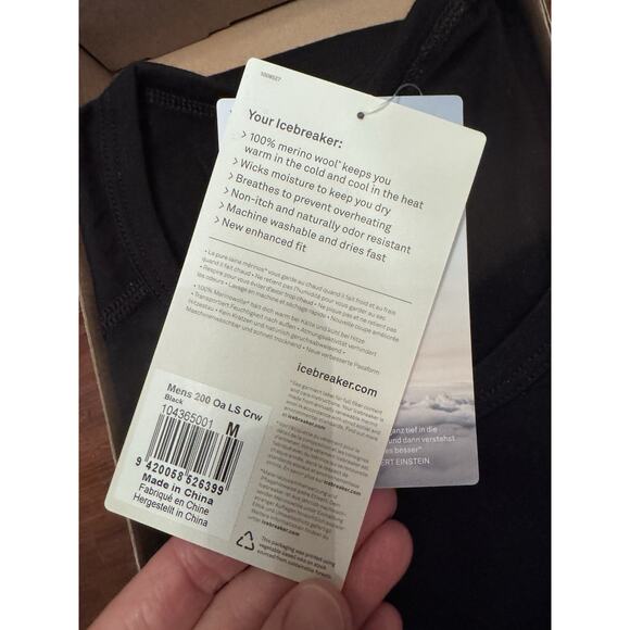 Icebreaker 100% Merino Wool 200 Oasis LS Crew Base Layer Top Mens Sz M NWT $105 - Picture 14 of 14
